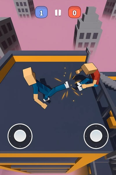 Two characters are fighting in a game.
